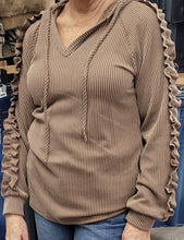 Load image into Gallery viewer, Heimish Waffle Softy Hoodie with Ruffle sleeves