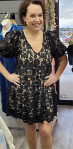 Baevely black and cream lace dress