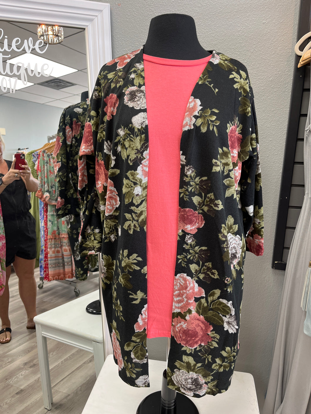 Black Floral Cardigan