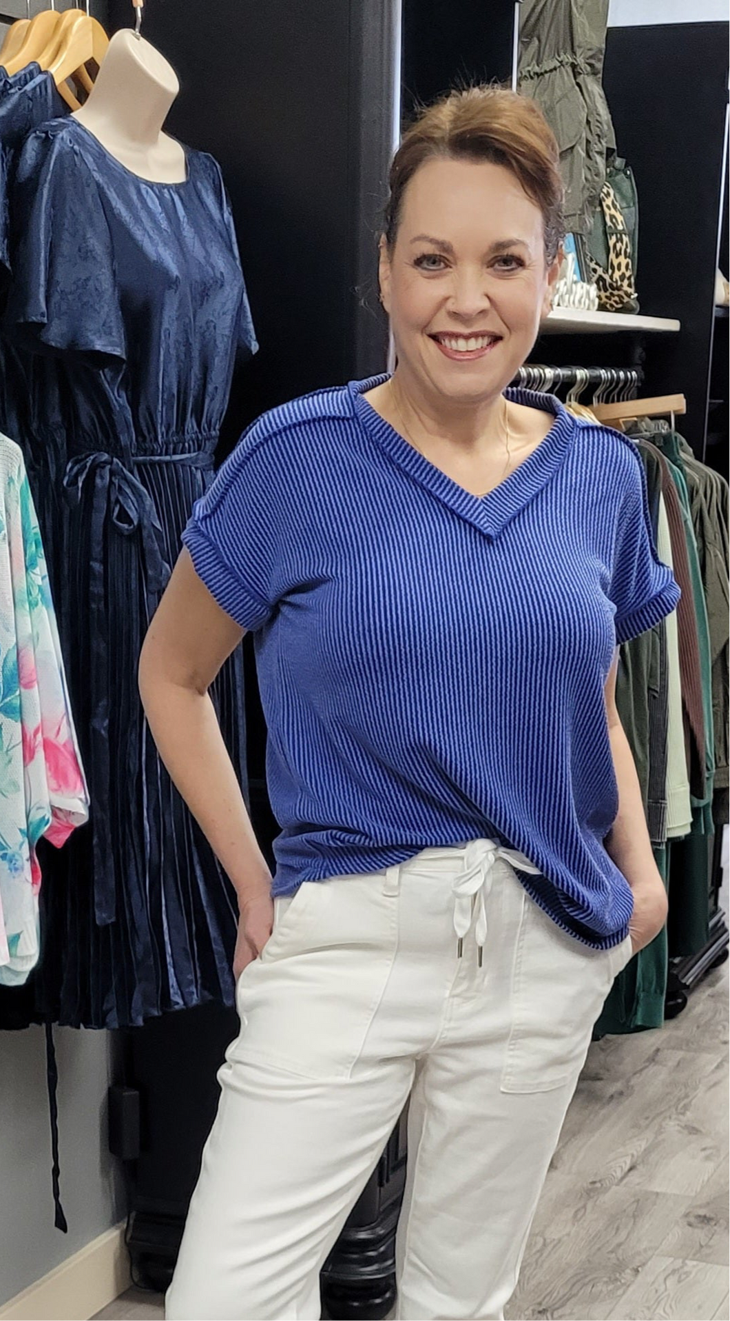 Heimish softy ribbed v-neck top