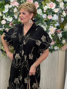 Umgee Black & Tan palm tree dress