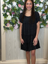 Load image into Gallery viewer, Black Tiered Ruffle Dress
