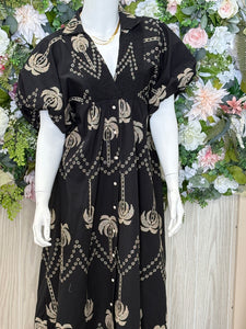 Umgee Black & Tan palm tree dress