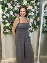 Load image into Gallery viewer, Umgee Charcoal Smocked Romper
