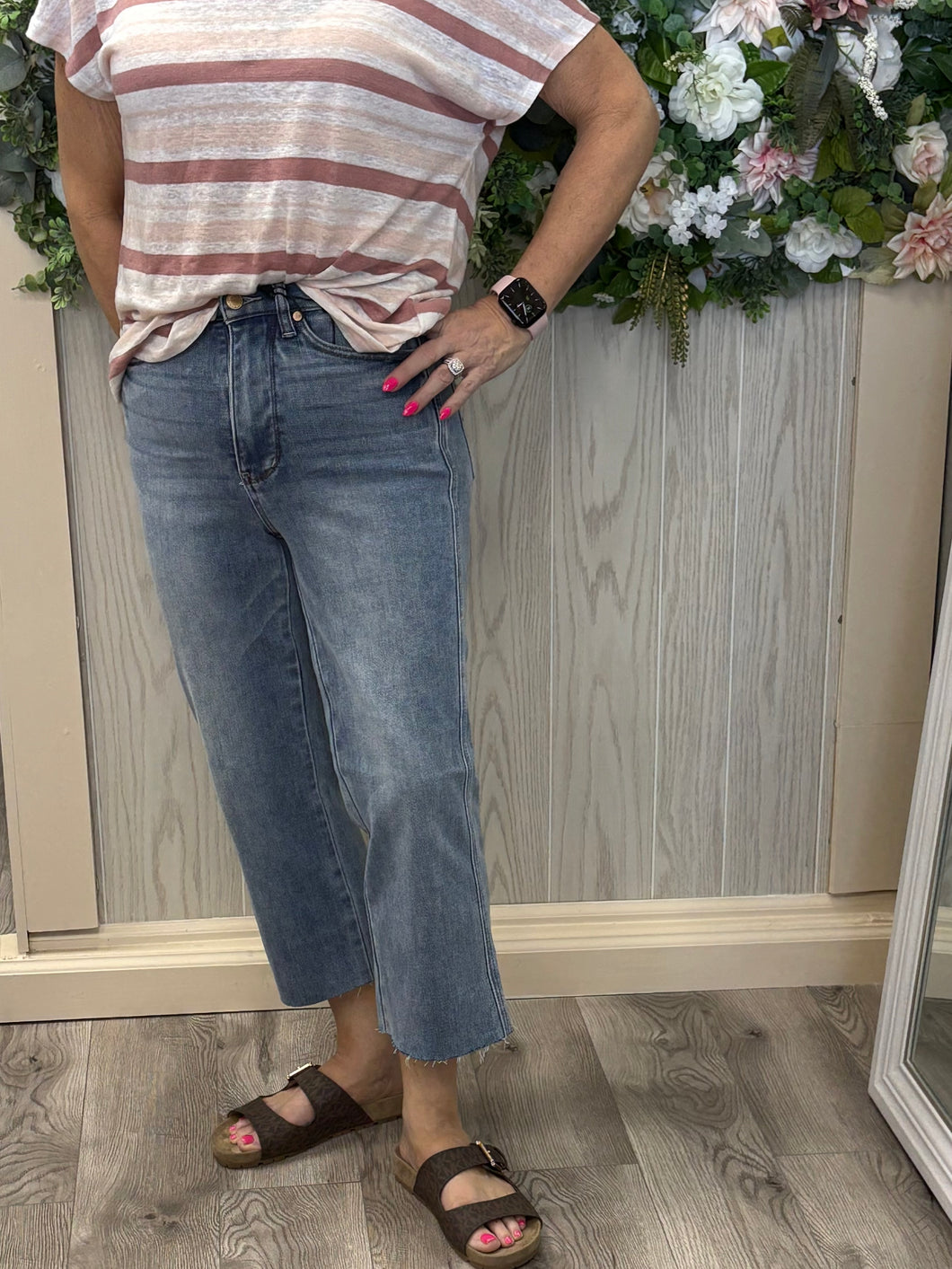 Judy Blue high waist straight crop light wash