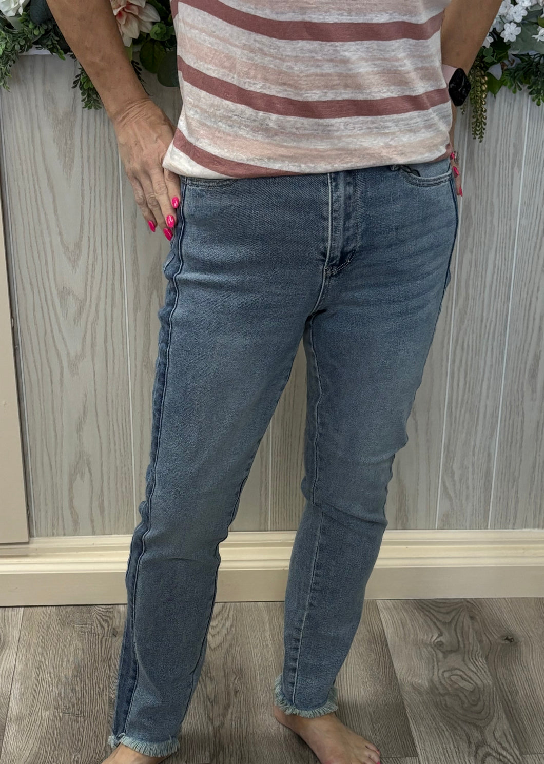 Judy Blue high waist vintage wash side panel detail slim fit